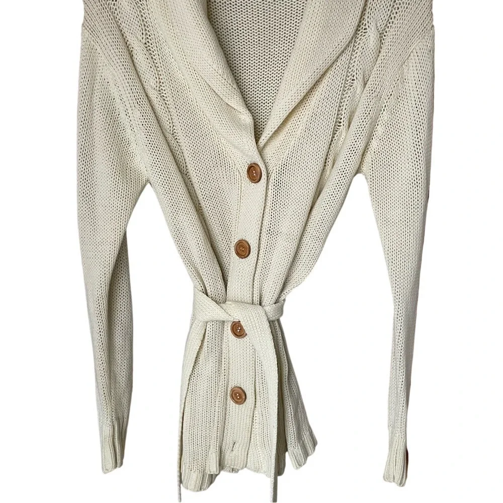 Vintage Cream Cable Knit Women Sweater,‎ M